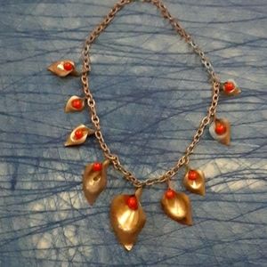 Vintage brass and bead necklace